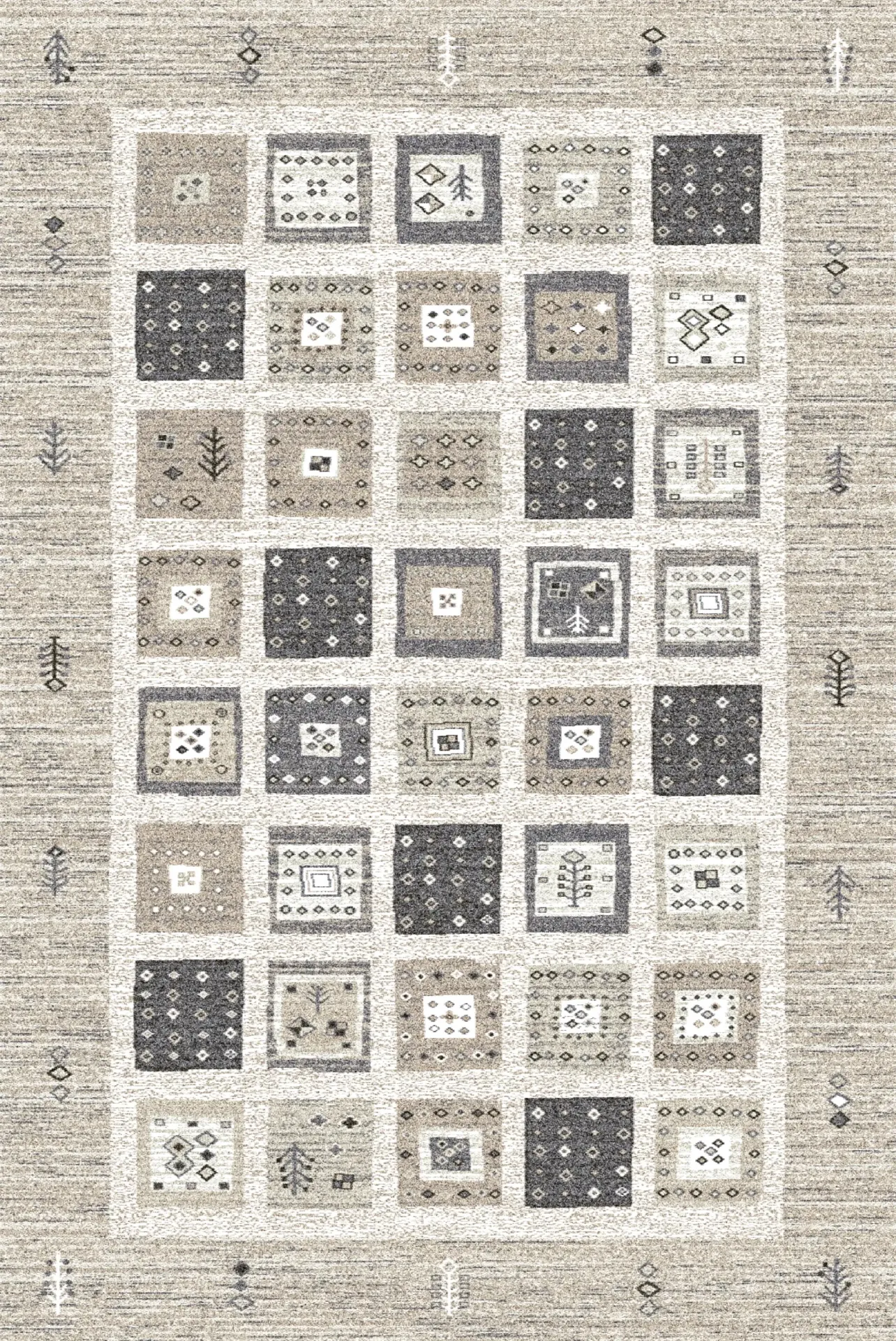 Abstract Grey Chinggis Carpet 1
